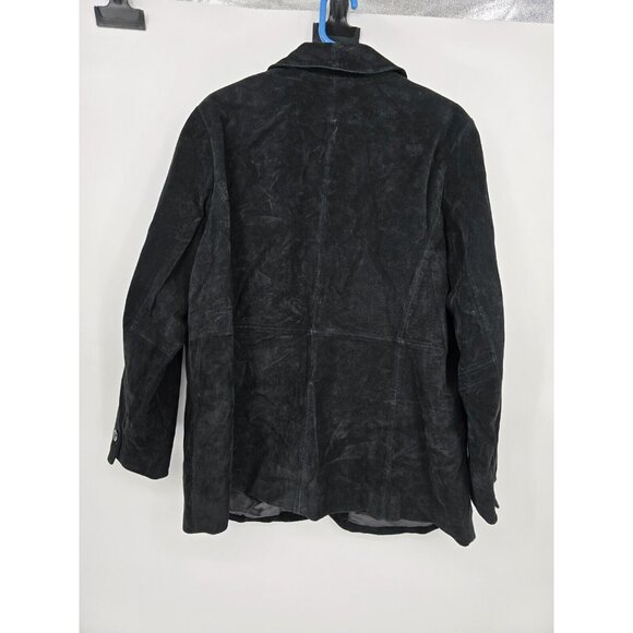 Dennis Basso Size 1X Womens Black Genuine Leather Suede Jacket Button Up - Picture 4 of 6